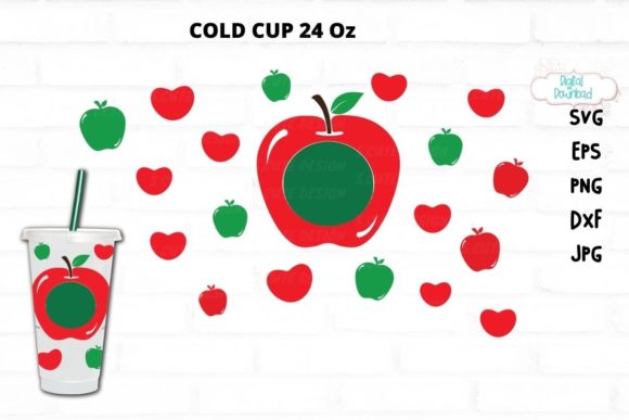 Apple Teacher Cup, Wrap Cold Cup 24 Oz. Graphics