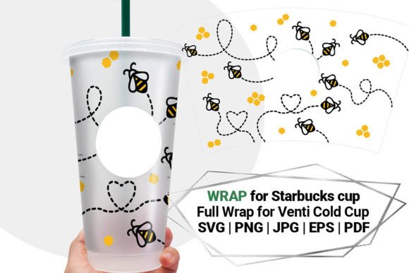 Bee Wrap Svg for Starbucks Cup 24 Oz