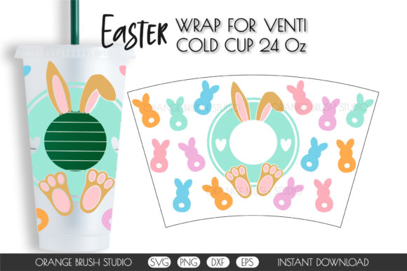Easter Bunny Full Wrap SVG for Venti Cup