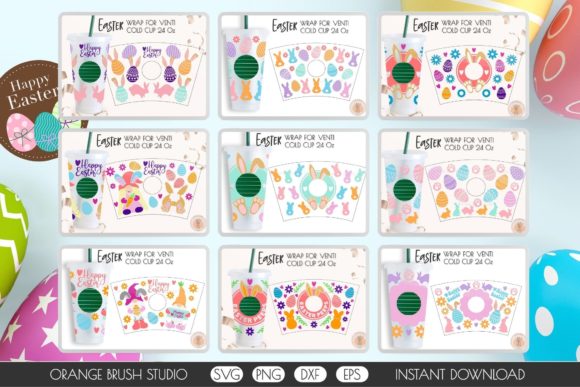 Easter Bunny Venti Cold Cup Wrap Bundle: Graphics for Crafts