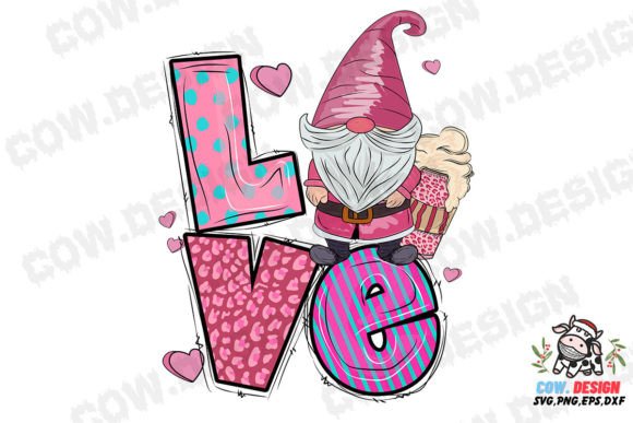 Gnome Love Coffee Cup Valentine’s Day Graphics for Crafts