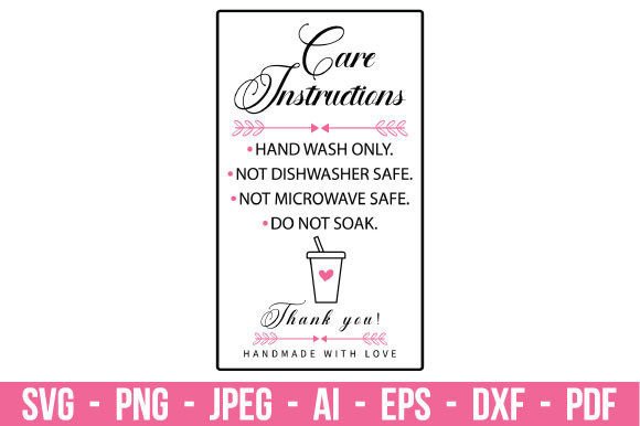 Graphics for Tumbler Care Card Instructions Svg