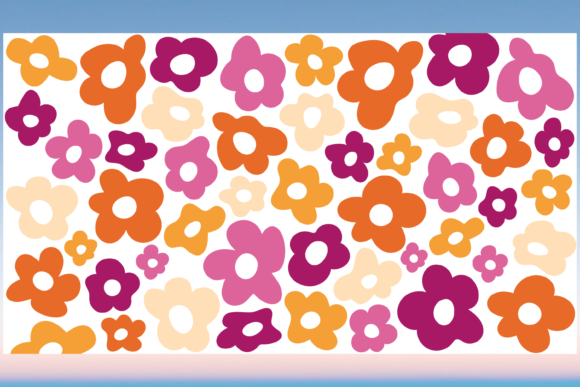 Groovy 70s Flowers 20oz Libbey Wrap Svg