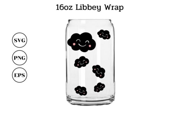 Kawaii Cloud Pop Can Glass Wrap SVG: Graphics & Illustrations