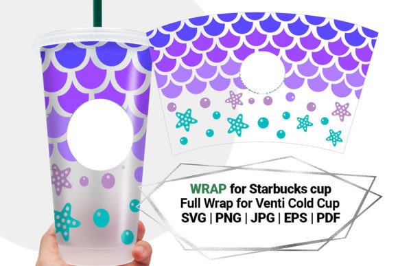 Mermaid Wrap Svg for Starbucks Cup 24Oz