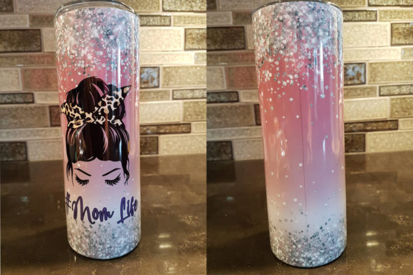 Pink Glitter 20 Oz Straight Mom Life Graphics