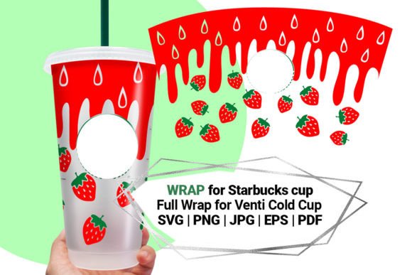 Strawberry for Starbucks Cold Cup 24 Oz Graphics